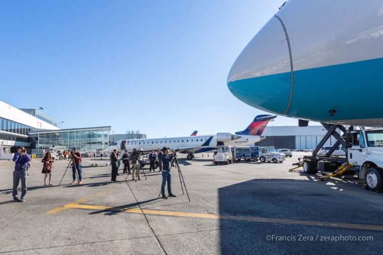 The arrival was well-covered by the aviation media, including a large contingent from China.