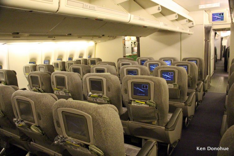The premium economy cabin on EVA's 747-400.