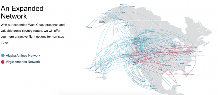 Combined route map - Image: Alaska Airlines