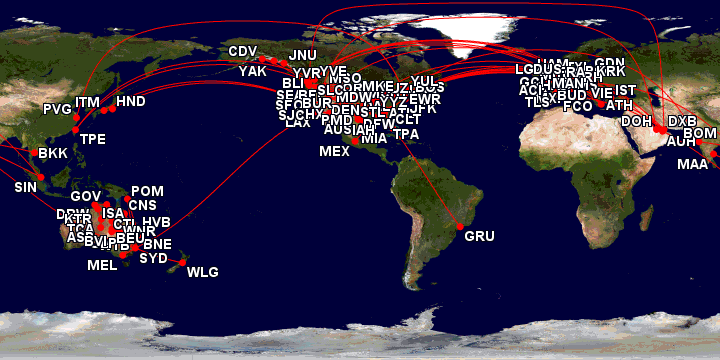 We flew over 412,000 miles this year - Image: GCMap.com