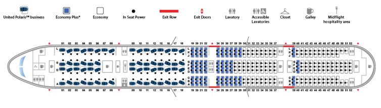 The seat map for United's Boeing 777-300ER - Image: United