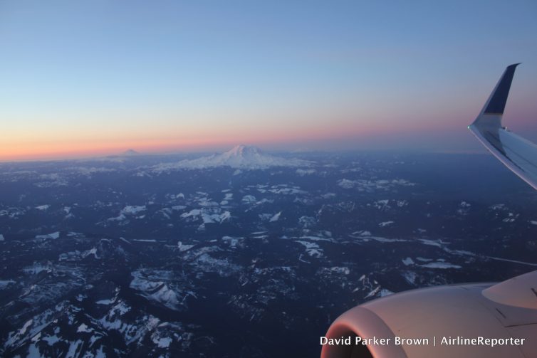 Mount Rainier, and friends, during my flight out of Seattle.