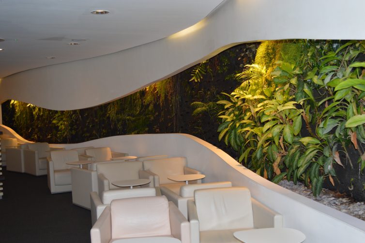 Green wall in the SkyTeam lounge in T4 | Alastair Long | AirlineReporter