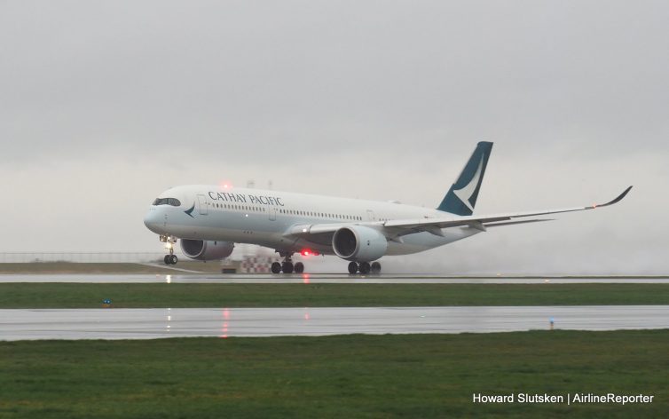 At least I got THIS great shot! Cathay Pacific A350 rotates, on the return flight from YVR to HKG.