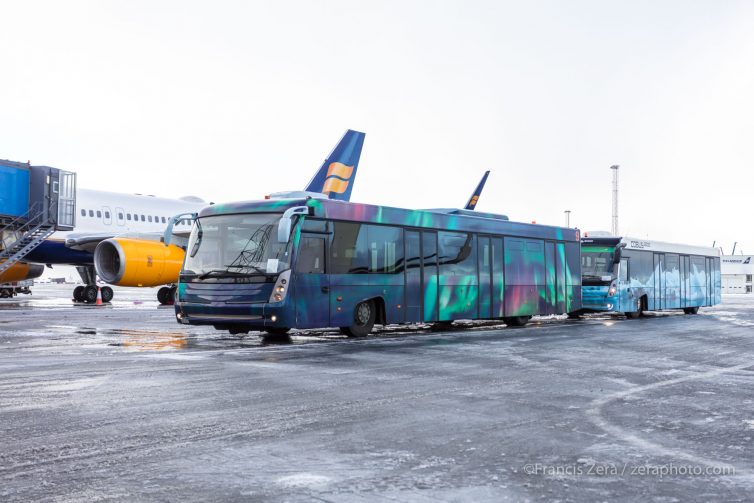 Even the shuttle buses have auroras.