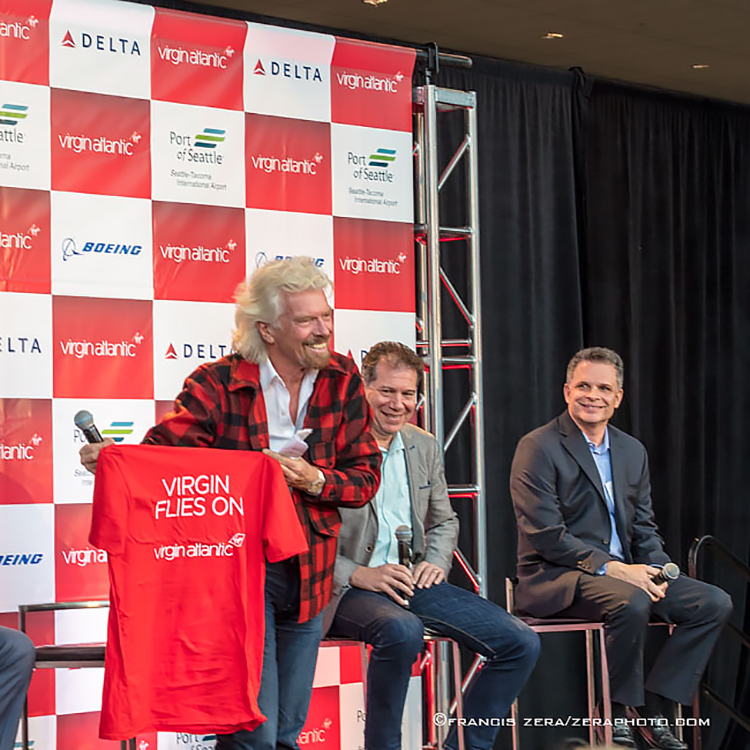 Branson took the opportunity to fire off several digs at Alaska Airlines for its recent announcement that it plans to scrap the Virgin America brand by 2019.