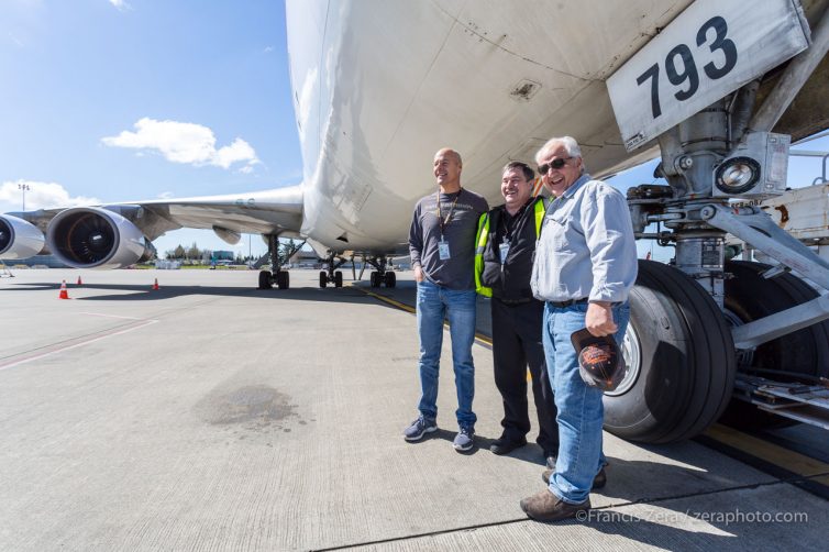 The flight crew took time for a group photo before starting their pre-flight work.