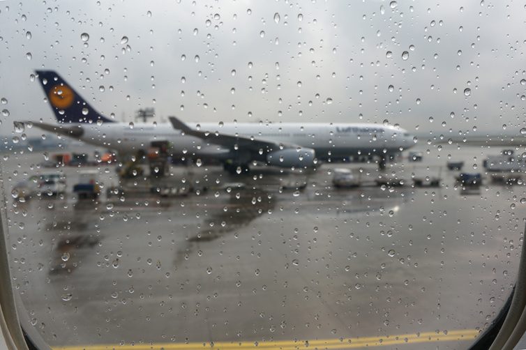 Departing still rainy FRA - photo: Daniel T Jones | AirlineReporter