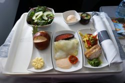 Business Class dinner appetizer - photo: Daniel T Jones | AirlineReporter