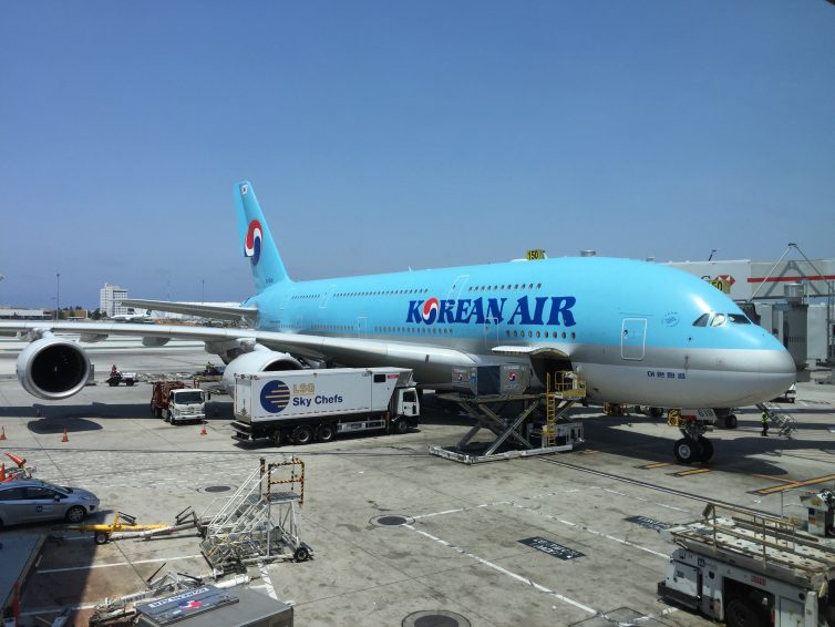 The Korean Air A380 readies for departure at LAX. - Photo: Kevin P Horn