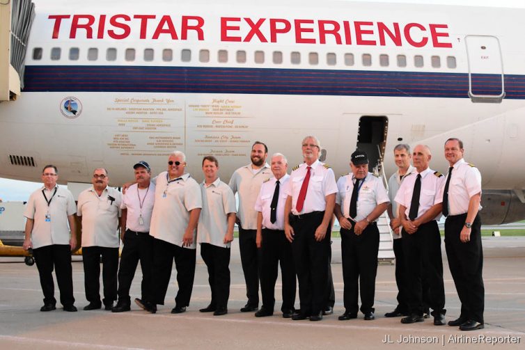 The flight crew poses with members of TriStar Experience. - Photo: JL Johnson