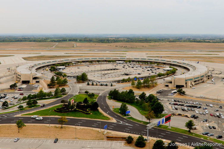 Terminal A seen from the ATC tower in August, 2012.
