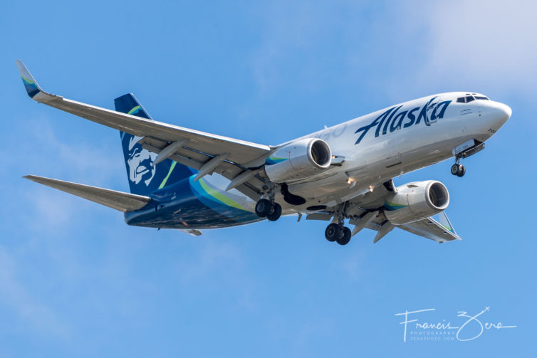 Alaska Airline's newly-converted 737-700 freighter on a recent flight from Anchorage to Seattle.