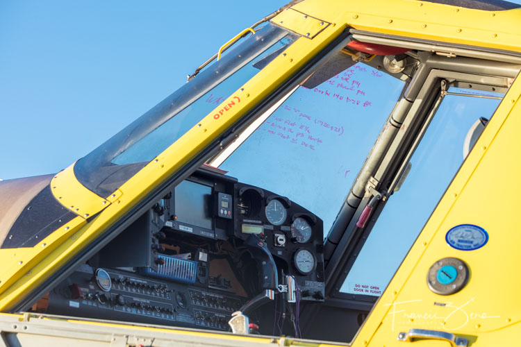 Morse said he likes to write each day's spray plan on the cockpit window with a grease pencil.
