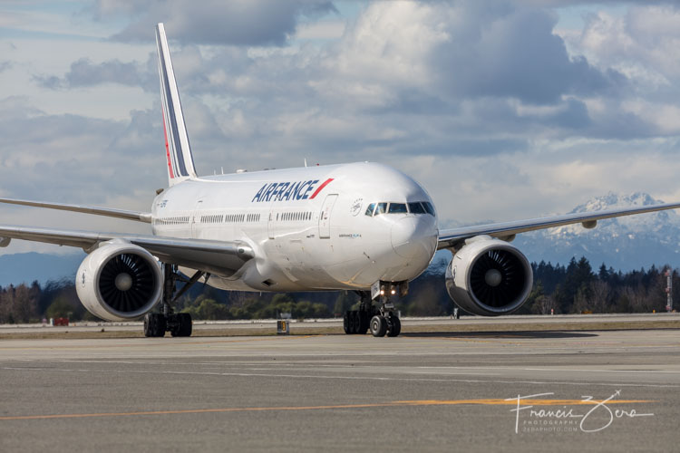 Air France flight 338 arrives at Sea-Tac Airport March 25