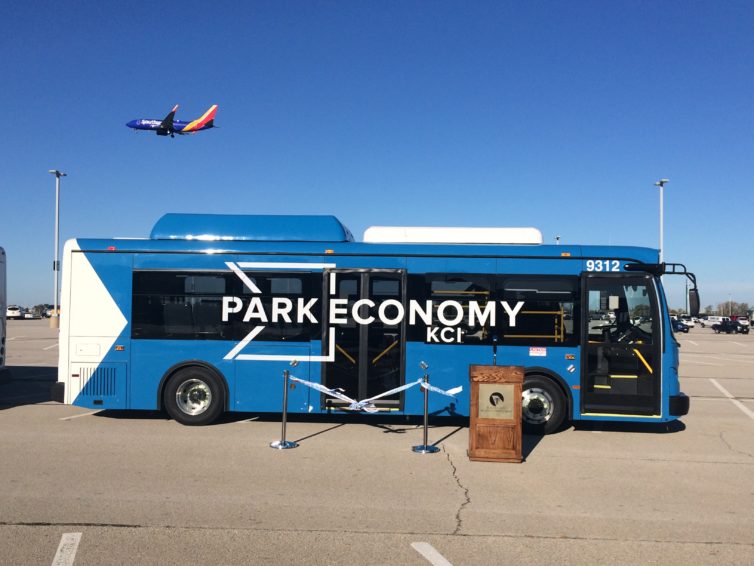 One of KCI's new electric buses. - Photo: Kansas City Aviation Department