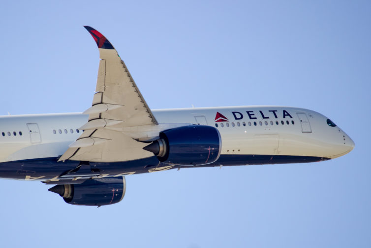 A Delta A350 departs DTW, Delta's primary airport for the plane type. - Photo: © Andrew Poure
