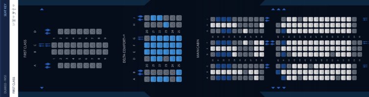 Flight 8803's seat map as of May 14. - Image: Delta iOS app.