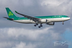 An Aer Lingus A330-200 landing at Seattle-Tacoma International Airport.