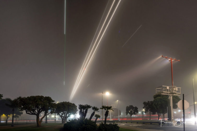 Even when it's foggy, LAX is a fine place to watch airplanes.