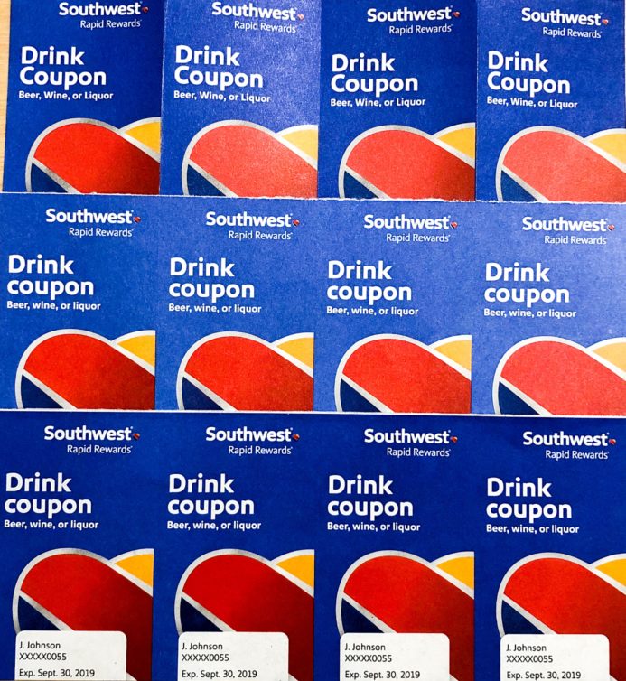 Southwest drink coupons. Upcoming SWA flight? Thirsty? Leave a comment and we'll hook you up. Limit 5.