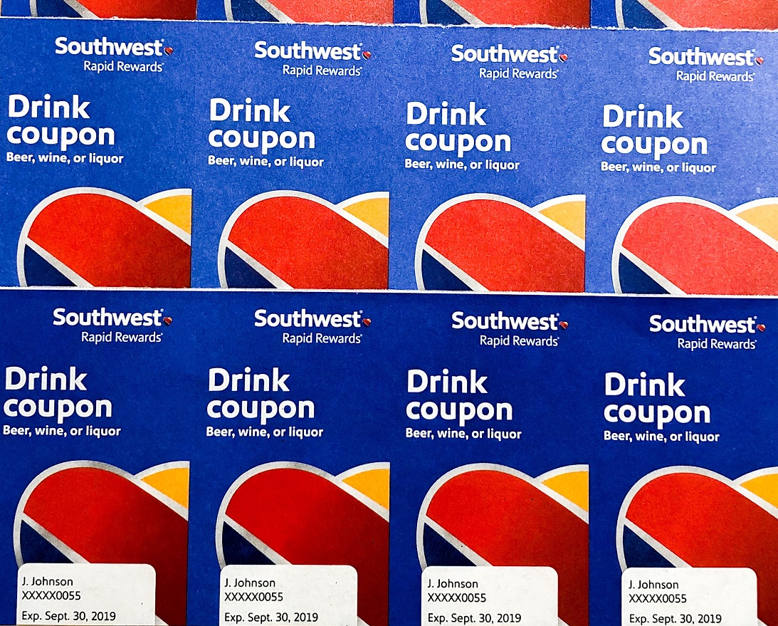 Southwest drink coupons. SWA flight? Thirsty? Leave a comment