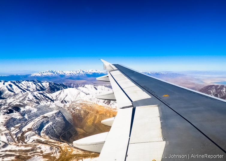 Flyover Country offers great detail on Bingham Canyon Mine, which is visible on some SLC approaches.