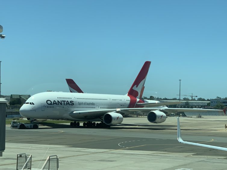 A Qantas A380 being towed in Sydney - Photo: Colin Cook