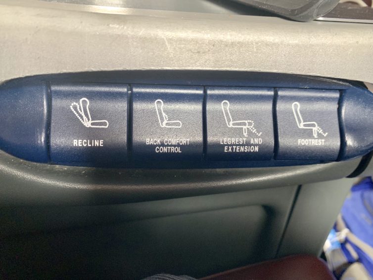 Seat controls in Business Class - Photo: Colin Cook