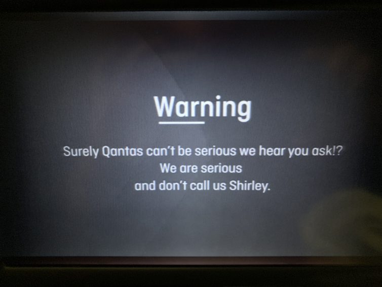 Qantas provided a cheeky warning for those with a fear of flying for the movie Airplane! - Photo: Colin Cook