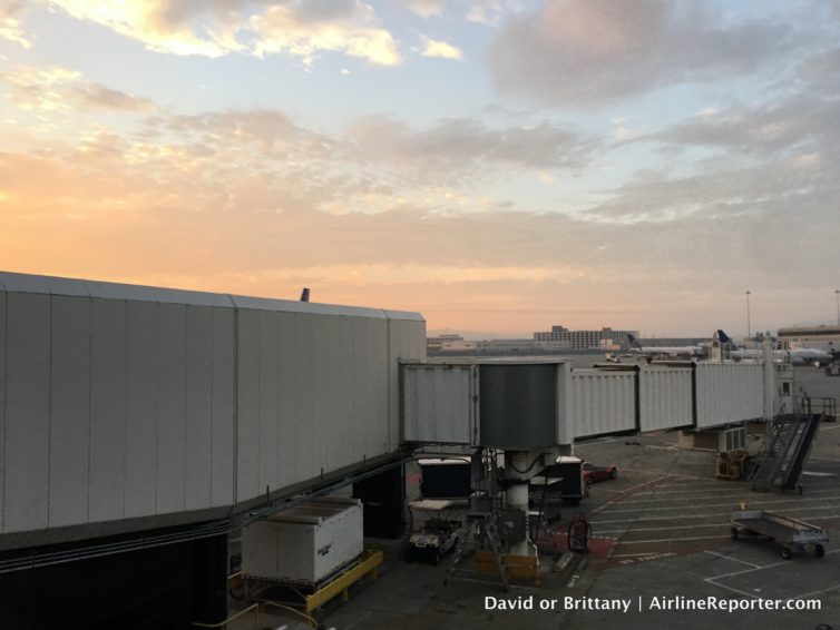 The view of our A320 from Seattle. Look close, you can see the tip of the tail!