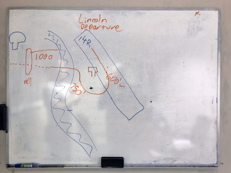 Preflight briefings include departure and approach procedures. This one is for the Lincoln departure from BFI