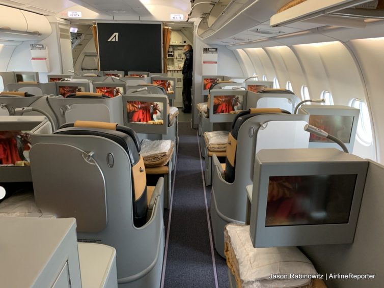 Cabin of the Alitalia Airbus A330-200 Magnifica class