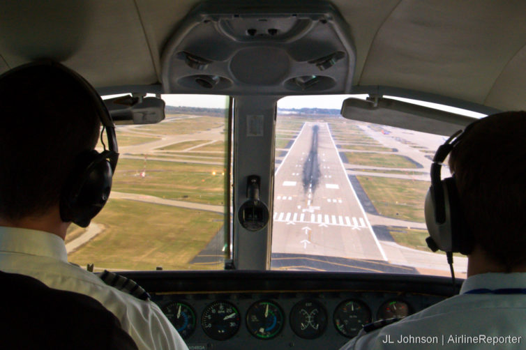 Landing on STL's Runway 12R in 2010 aboard a Cape Air Cessna 402.