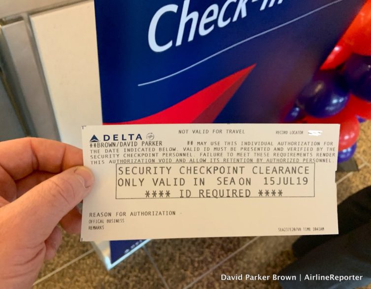 My cool Delta day pass for SEA. 