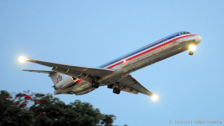 N576AA above LAX's famous spotting park across from In-N-Out in 2015.