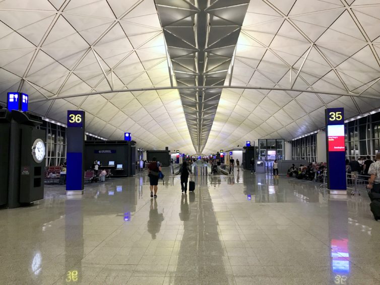 Walking to the gate at HKG