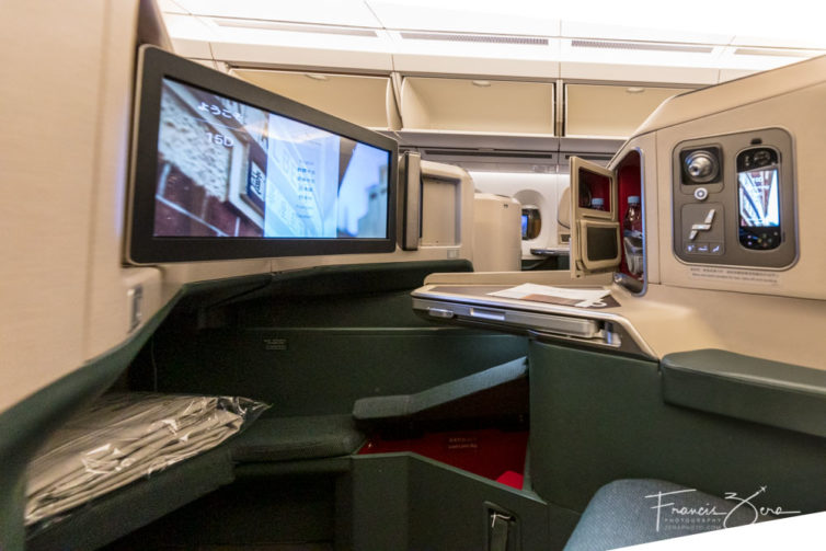 The business class seats are both cozy and quite private.
