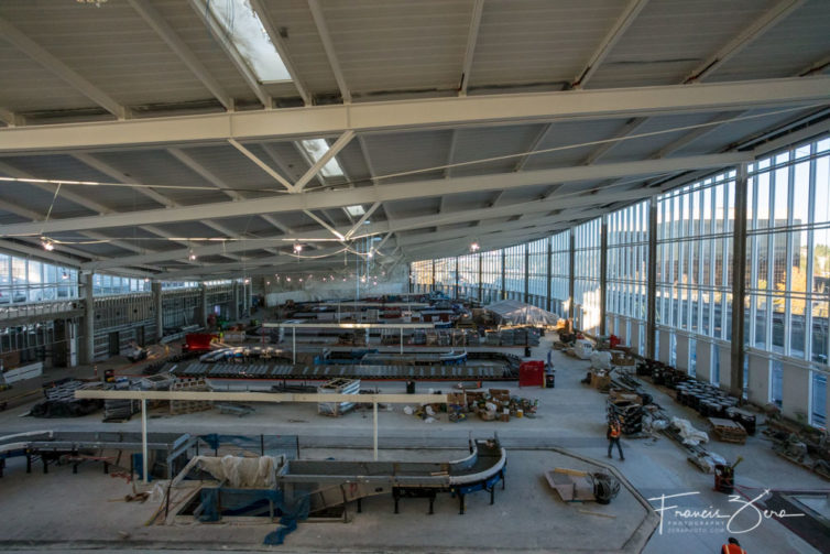 The under-construction great hall where international passengers will retrieve their bags before heading to customs and immigration.