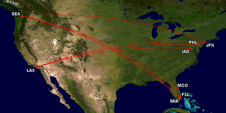 Transcon vs Diagcon - Image: GCMap.com