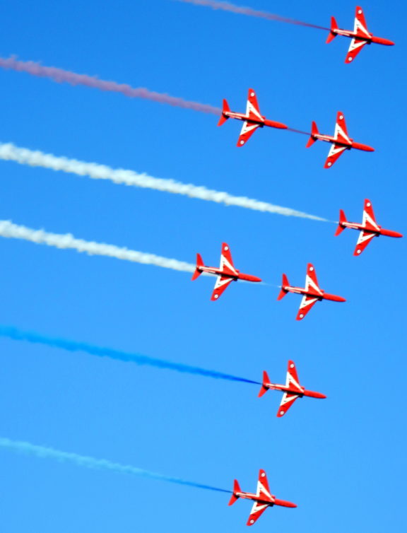 Red Arrows seen performing their "Phoenix" display.