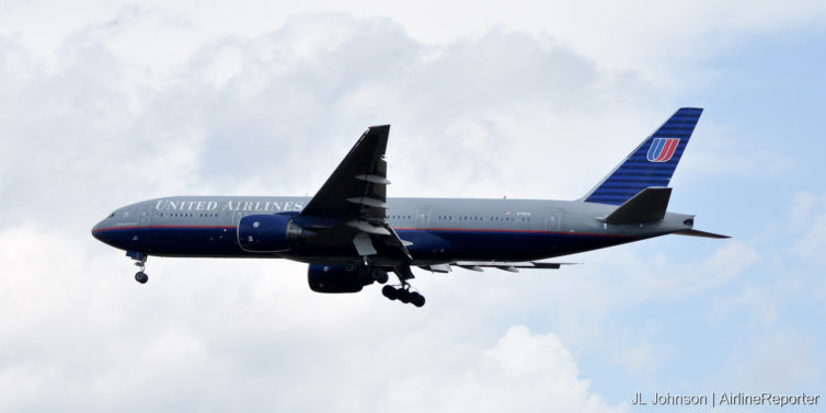 N781UA, a Boeing 777-200 in "battle ship" livery spotted at Dulles in October, 2010.