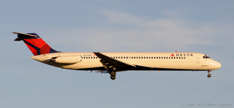 N755NC, DC-9-500 and former NW bird lands in Kansas City, November 2010.