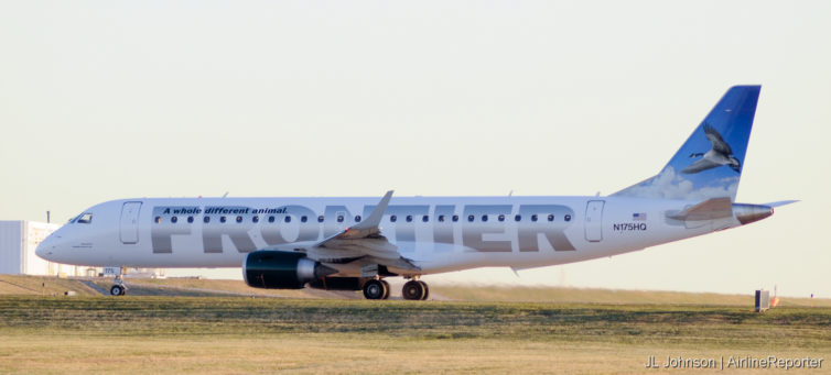 N175HQ, an Embraer ERJ-190 preparing to leave Kansas City International in November, 2010.