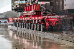 The heavy-lift transport system that will haul the pre-assembled bridge down SEA's center runway on the night of Jan. 23 for installation at the main terminal.