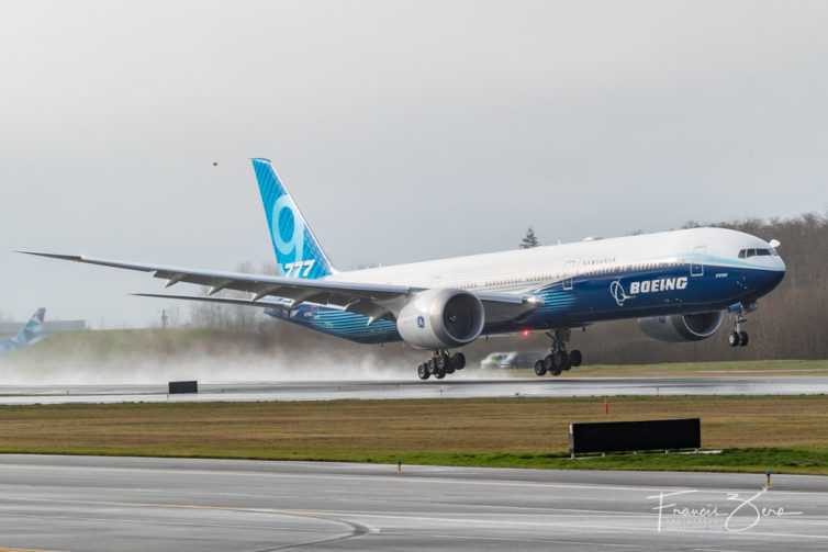 After a series of technical and weather delays, Boeing's 777X finally took off for it's inaugural flight at 10:09 a.m. on Saturday, Jan. 25, 2020