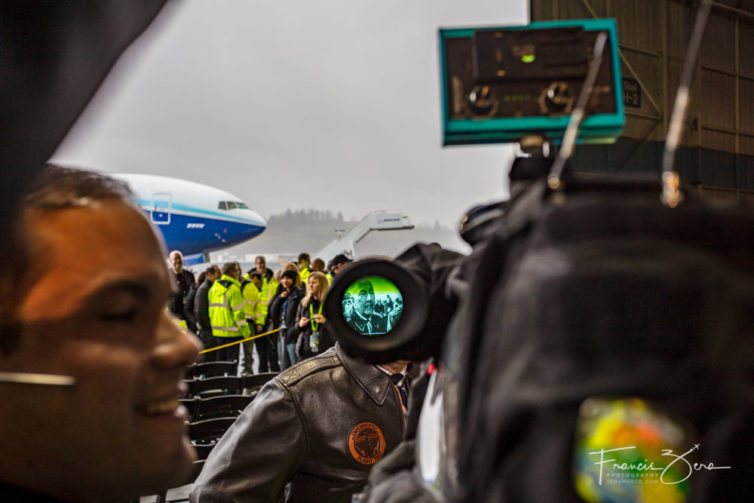 The news media interviewed the pilots after landing