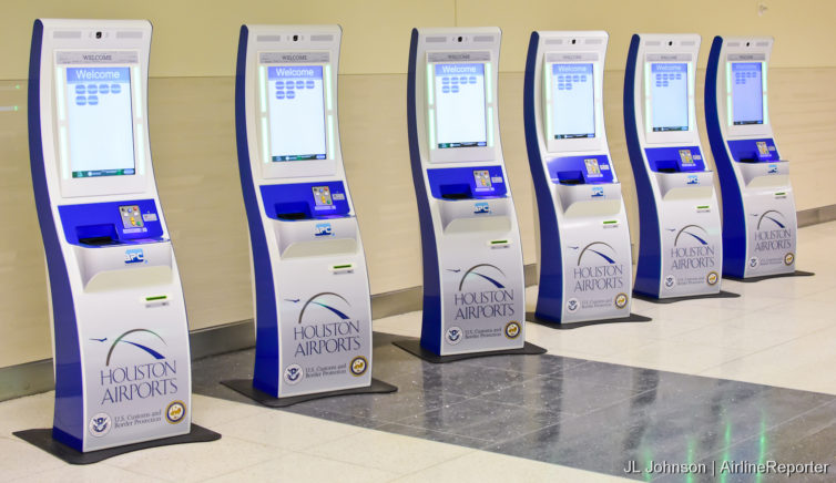 Global Entry kiosks seen at HOU's international terminal unveiling in 2014. Photo- JL Johnson