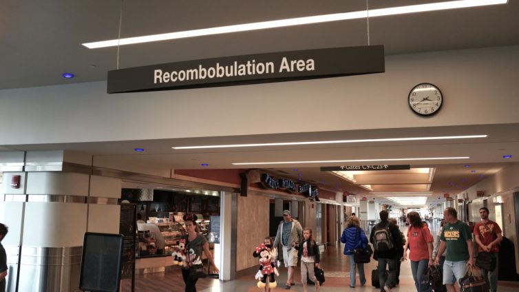 As a known-traveler you won't need to use the recombobulation area just past the TSA checkpoint at Milwaukee's General Mitchell airport.