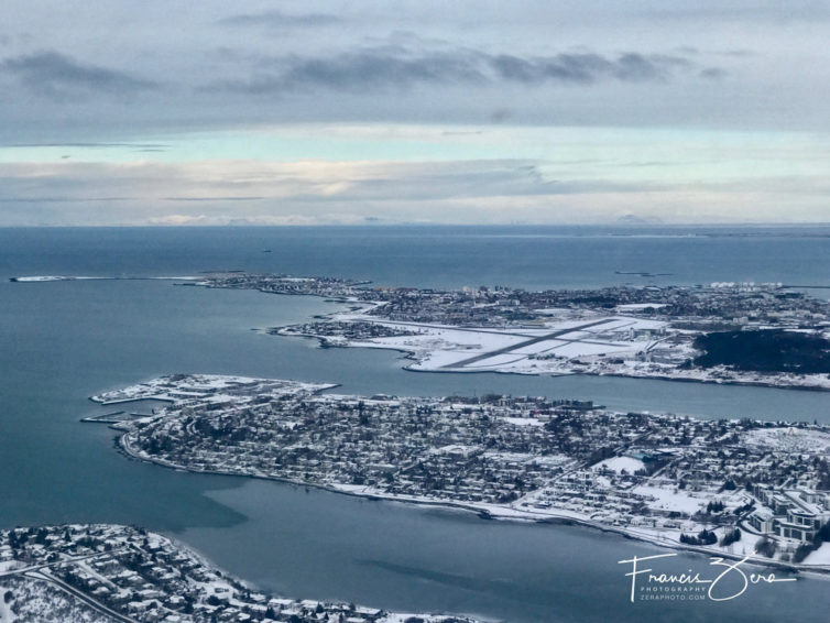 On the downwind leg to runway 13 at Reykjavik Airport